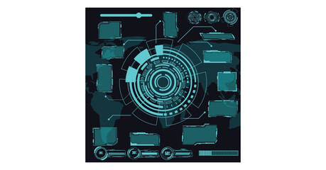 Wall Mural - digital interface hud elements set pack. user interface, frame screens. callouts titles, fui circle 