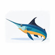 Swordfish in pelagic zone. Underwater fish and sea creatures in natural habitat. Flat vector illustration concept