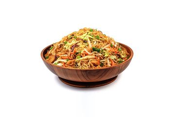 Wall Mural - Asian food, yakisoba noodles isolated on white background. Created with Generative AI Technology