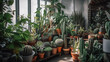 © Valentin - Wooden shelf with different plants on top, home jungle