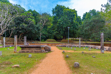 Sticker - Ancient ruins of the Mihintale buddhist site in Sri Lanka