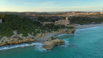 Wall Mural - Sunset over Tamarit Castle, Tarragona, Spain