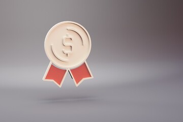 Aufkleber - Beautiful illustration Golden dollar Badge symbol icons on a bright pink  background. 3d rendering illustration. Background pattern for design.