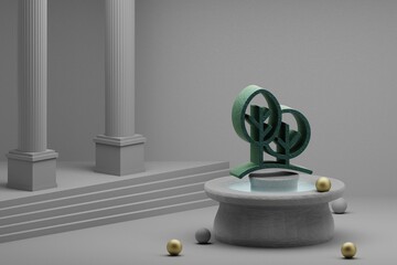 Aufkleber - Beautiful abstract illustrations Forest symbol icon on a fountain and column background. 3d rendering illustration. Save Ecological..