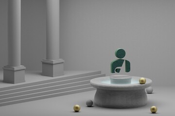 Poster - Beautiful abstract illustrations Green Personal Injury symbol icon on a fountain and column background. 3d rendering illustration.