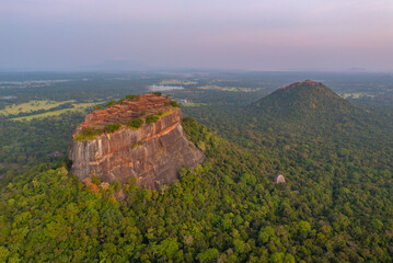 Poster - Sunrise aerial view of Sigiriya rock fortress in Sri Lanka