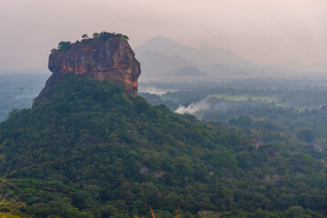 Poster - Sunset aerial view of Sigiriya rock fortress in Sri Lanka