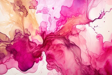 Wall Mural - White and pink alcohol ink