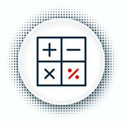 Poster - Line Calculator icon isolated on white background. Accounting symbol. Business calculations mathematics education and finance. Colorful outline concept. Vector