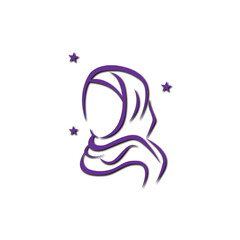 hijab logo abstract muslim fashion design vector illustration