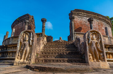 Sticker - Ruins of vatadage at the quadrangle of Polonnaruwa ruins, Sri Lanka