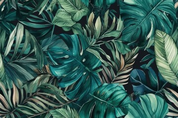 close-up of lush green leaves created with Generative AI technology