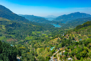 Poster - Aerial view of tea plantations near Ramboda falls at Sri Lanka