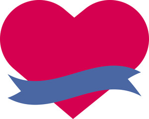 Wall Mural - a flag label with a writeable title on the heart