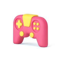 Wall Mural - Game console pink gamepad remote controller virtual gaming device 3d icon realistic vector