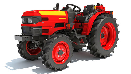 Wall Mural - Farm Tractor 3D rendering on white background