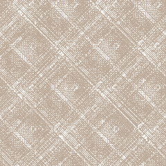 Wall Mural - Tartan. Seamless Grunge Texture with Crossing Brush Strokes for Print, Upholstery, Cloth. Rustic Check Texture. Vector Seamless Kilt Texture  beige background.