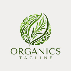 Decorative organic leaf circle logo design