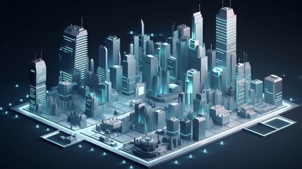 3d Isometric Futuristic City - Generative AI