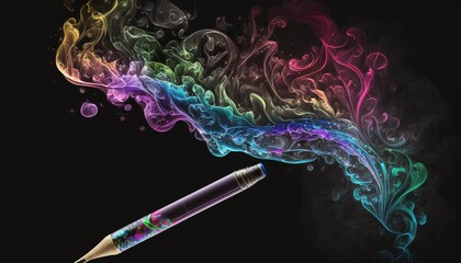 Wall Mural - Rainbow Explosion with an Intricate Fictional Pencil Drawing Illustrating the Spread of Colorful Hues Generated by AI