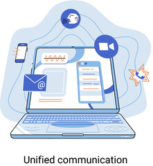 Wall Mural - unified communication metaphor. social media creative idea. online social network. business interact