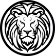 Lion Head Design in circle logo vector
