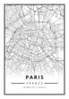 Street map art of Paris city in France - Europe