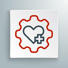 Sticker - Line Heart with a cross icon isolated on white background. First aid. Healthcare, medical and pharmacy sign. Colorful outline concept. Vector