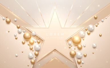 Wall Mural - gold and white star shape template with light effect
