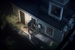 a housebreaking concept with an intruder sneaking into a house at night, holding a crowbar. generative ai