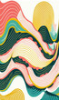 Colorful Yellow, teal and pink vector line art, rainbow wave, retro vintage decoration, phone Wallpaper (generative AI)