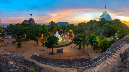 Sticker - Sunset view of Maha stupa at Mihintale buddhist site in Sri Lanka