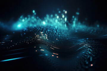 Technology abstract background. Digital line dot and colorful bokeh. Graphic art design. Generative ai