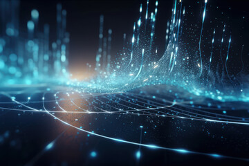 Technology abstract background. Digital line dot and colorful bokeh. Graphic art design. Generative ai