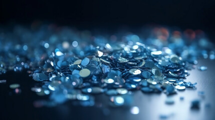 Sticker - Shiny Blue Glitter In Abstract Defocused Background Generative AI