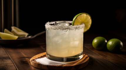 Wall Mural - Margarita with salt on the rim Generative AI