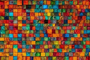 Sticker - vibrant and colorful background made up of various squares created with Generative AI technology