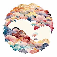 Wall Mural - Japanese Art background and wallpaper in watercolor Illustration. AI Generative 