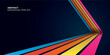 © Wasitt - Abstract 1970's style colorful stripes frame on dark blue background with blank space.