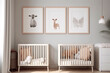 © Magryt - Modern minimalist nursery room in scandinavian style. Baby room interior in light colours, AI generated image