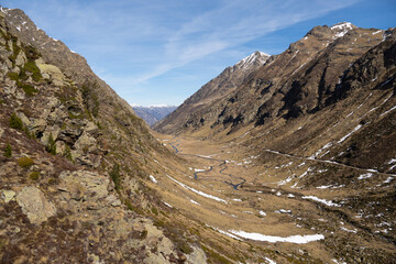 mountain valley landscape in the french pyrenees