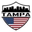 Tampa Florida USA Skyline Silhouette Sunset Travel Souvenir Sticker Logo Badge Stamp Emblem Coat of Arms Vector Illustration SVG