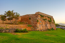 Sunset View Of San Salvador Bastion At Greek Town Chania At Crete Island