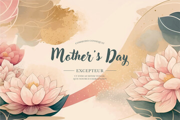 Wall Mural - Vector watercolor banner with beautiful flowers framed for mother's day. Feliz dia de la madre. Generated AI
