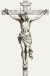 Jesus on cross on Easter being crucified with crown of thorn on his head 