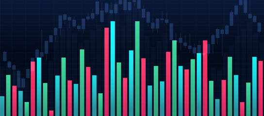 Candle graph chart. Stock market trading view on white background. Vector illustration for business template presentation