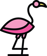 Sticker - Animal flamingo icon. Outline Animal flamingo vector icon for web design isolated on white background color flat