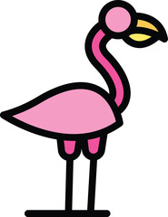 Sticker - Safari flamingo icon. Outline Safari flamingo vector icon for web design isolated on white background color flat