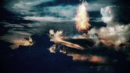Wall Mural - mystic woman's face in the cloudy sky