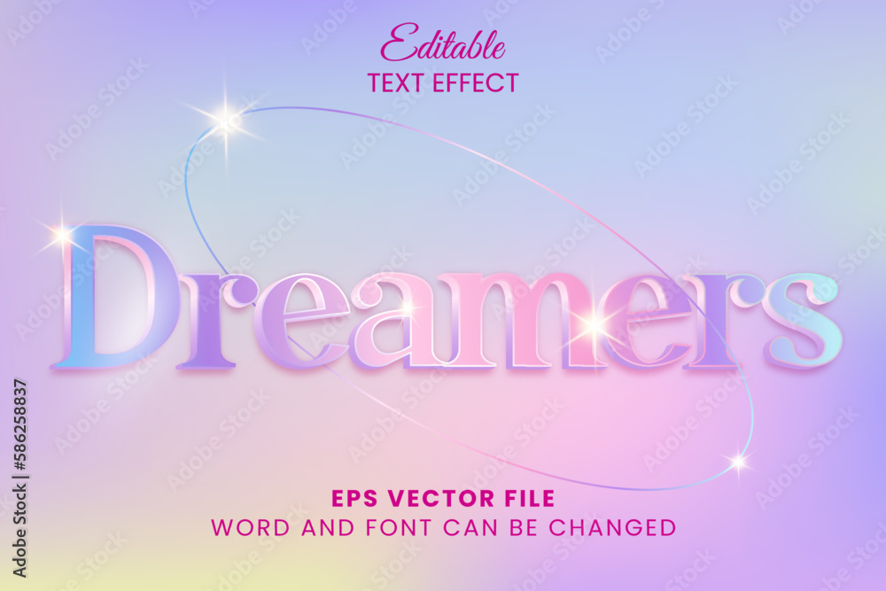 Dreamers hologram 3d text effect vector Stock Vector | Adobe Stock